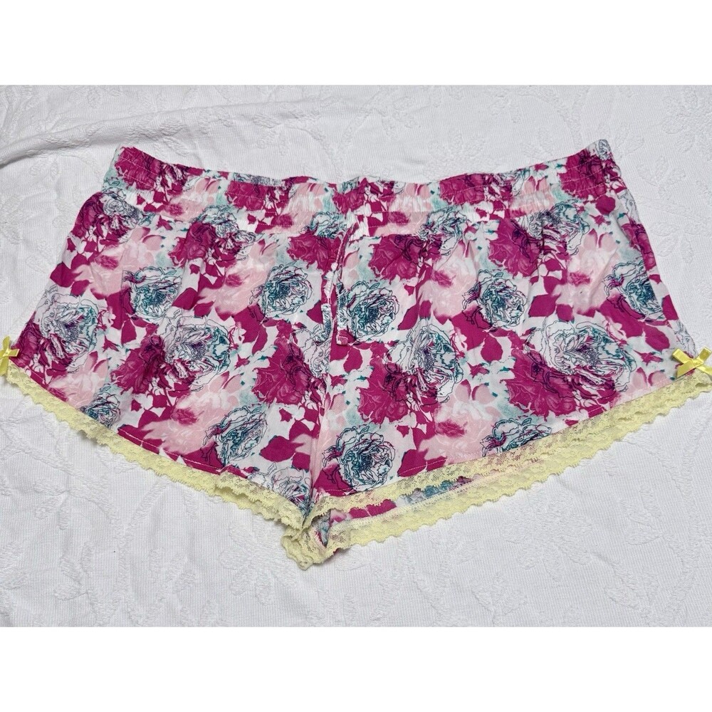 Honeydew Soft Floral Lounge Shorts Butter Yellow Lace Coquette Resort Beach XL